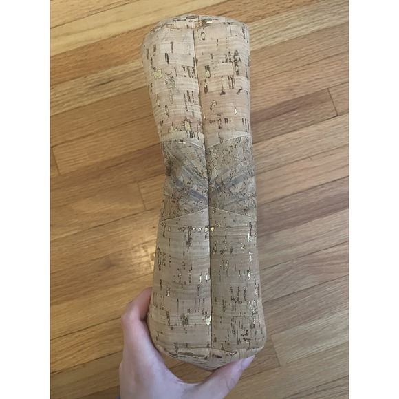 Natural Cork Purse Clutch Gold Accents Tess Rizzuto New York - Picture 5 of 6